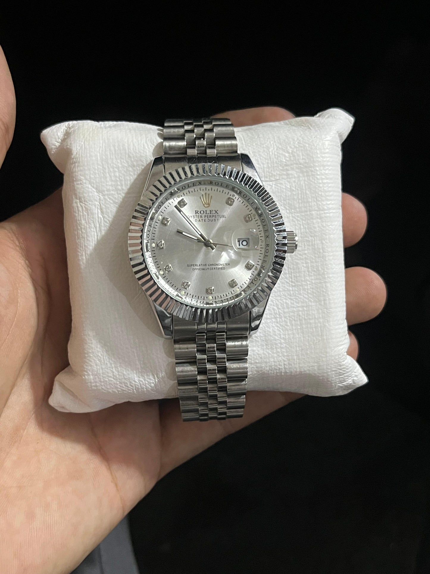 Rolex Silver White Dial