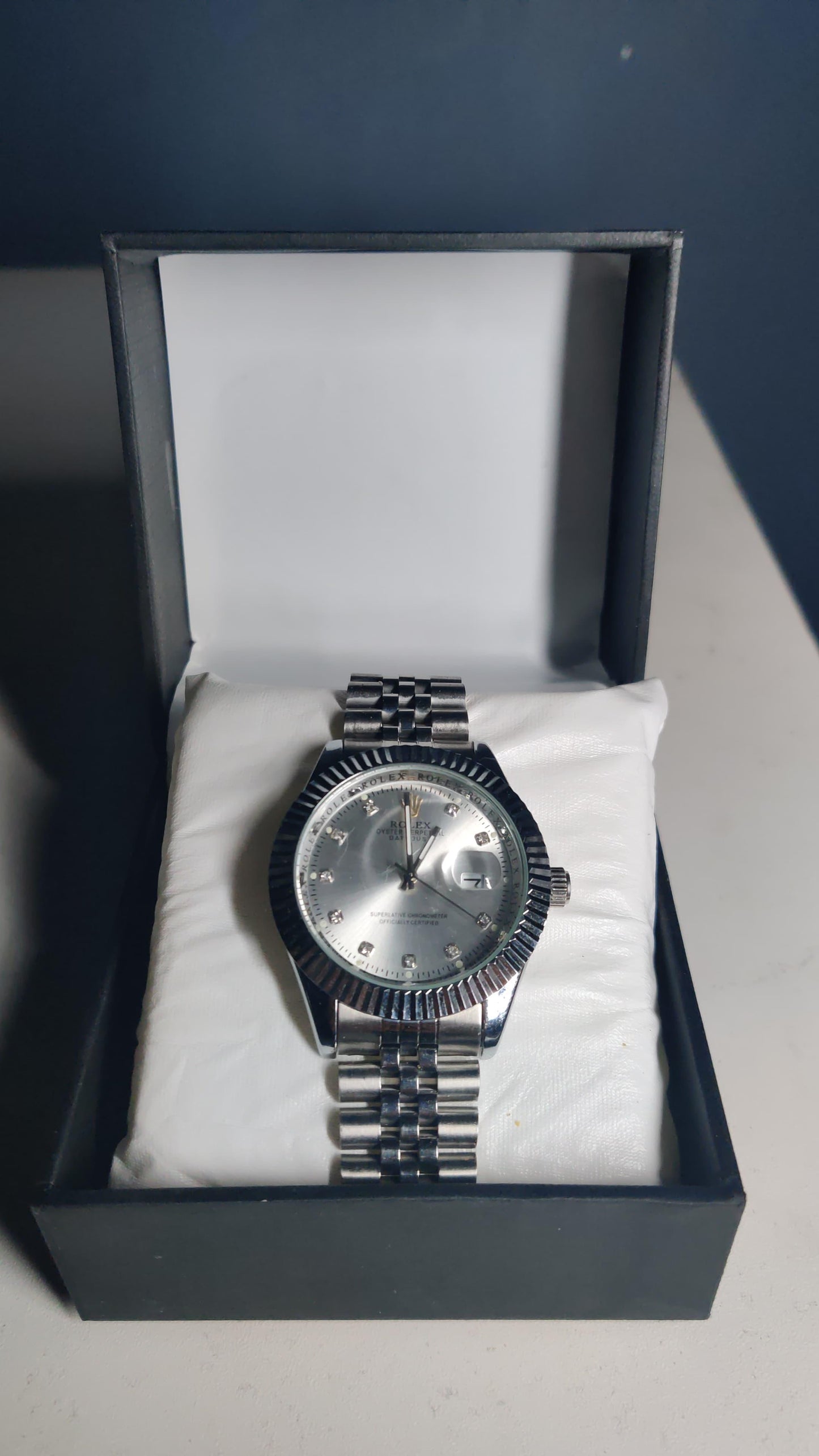 Rolex Silver White Dial